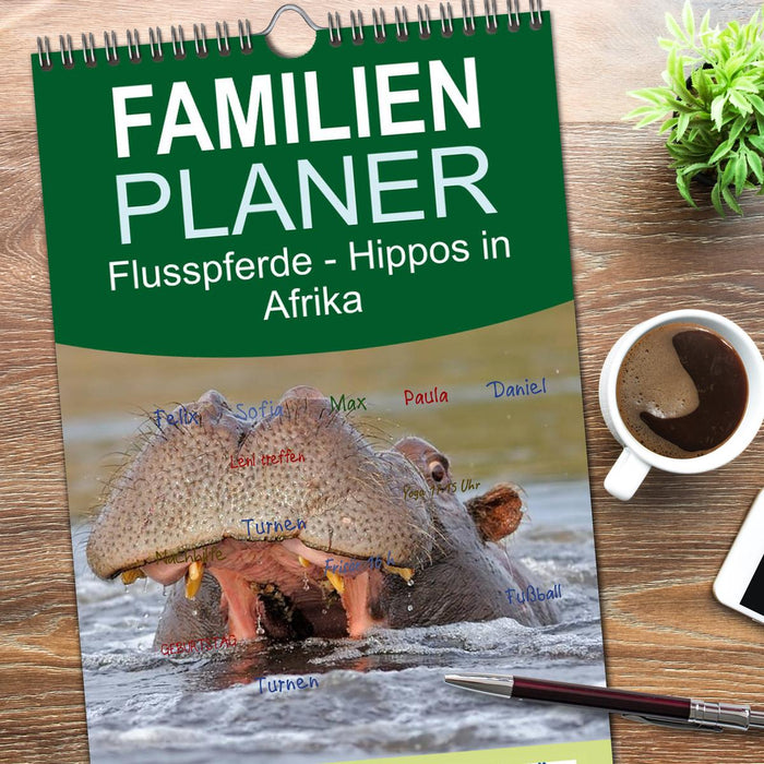 Flusspferde Magie des Augenblicks - Hippos in Afrika (CALVENDO Familienplaner 2026)