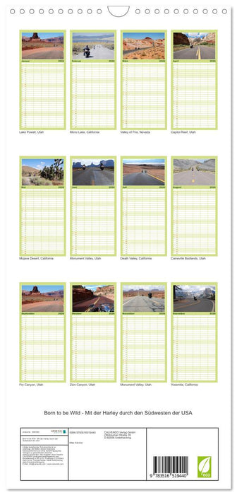 Born to be Wild - Mit der Harley durch den Südwesten der USA (CALVENDO Familienplaner 2026)