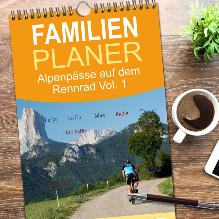 Alpenpässe auf dem Rennrad Vol. 1 (CALVENDO Familienplaner 2026)