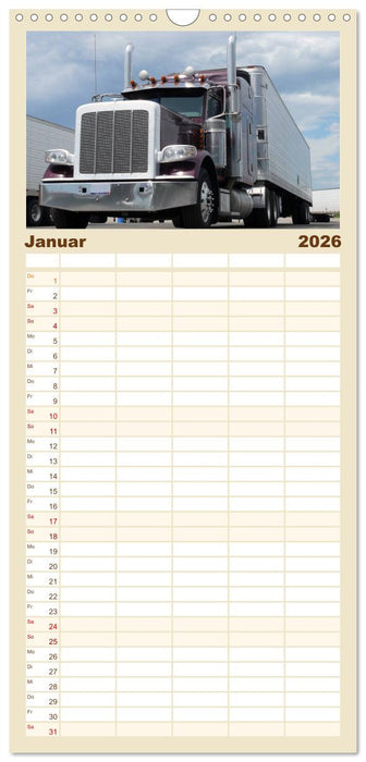 US-Trucks. Faszination Langhauber (CALVENDO Familienplaner 2026)