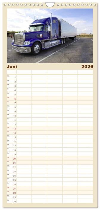 US-Trucks. Faszination Langhauber (CALVENDO Familienplaner 2026)