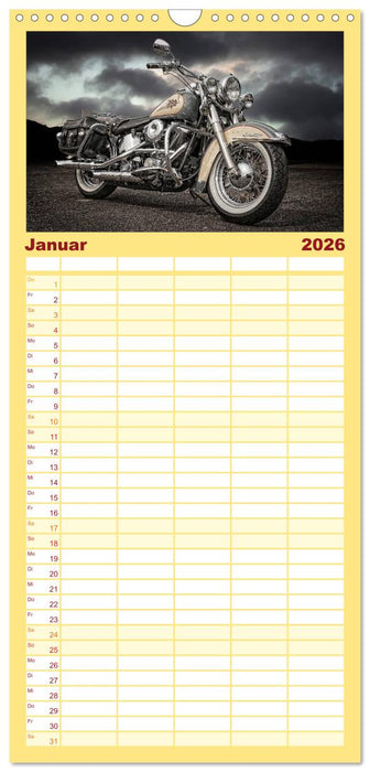 Motorrad-Träume – Chopper und Custombikes (CALVENDO Familienplaner 2026)