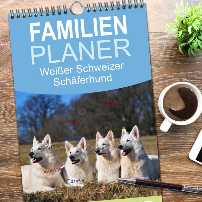 Weißer Schweizer Schäferhund (CALVENDO Familienplaner 2026)
