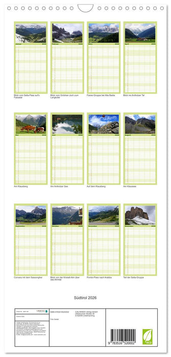 Südtirol 2026 (CALVENDO Familienplaner 2026)