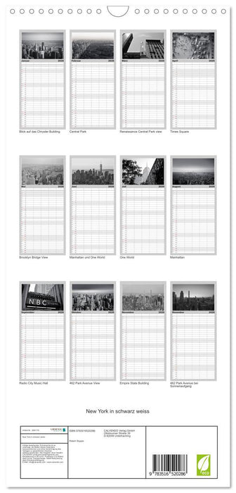 New York in schwarz weiss (CALVENDO Familienplaner 2026)