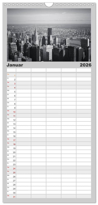 New York in schwarz weiss (CALVENDO Familienplaner 2026)