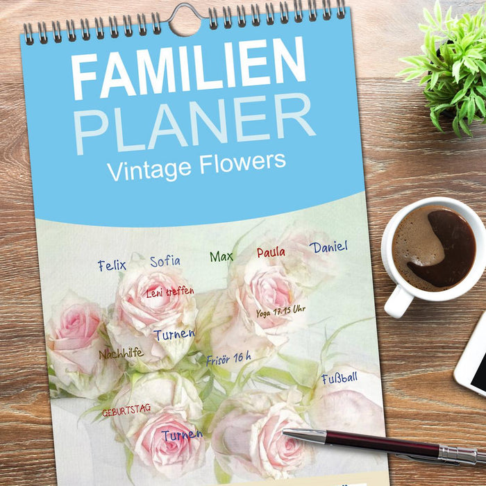 Vintage Flowers (CALVENDO Familienplaner 2026)