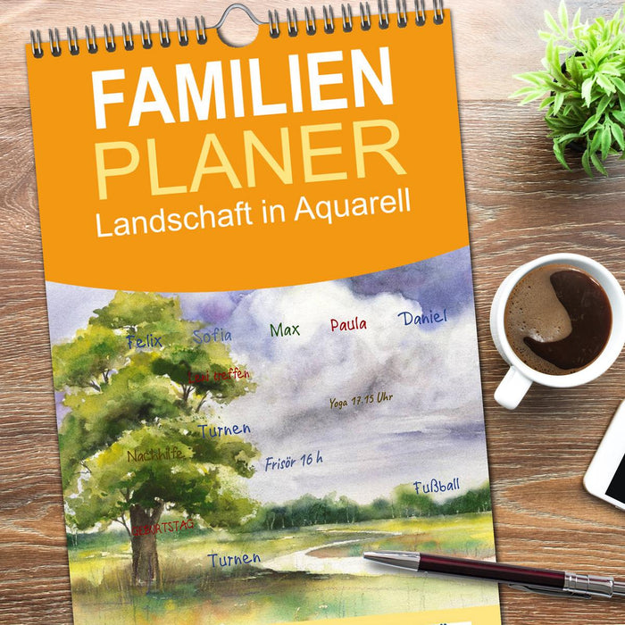 Landschaft in Aquarell (CALVENDO Familienplaner 2026)