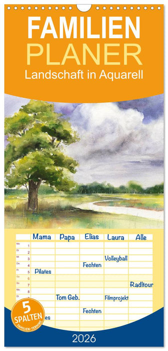 Landschaft in Aquarell (CALVENDO Familienplaner 2026)