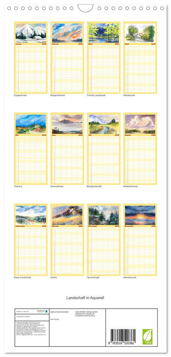 Landschaft in Aquarell (CALVENDO Familienplaner 2026)