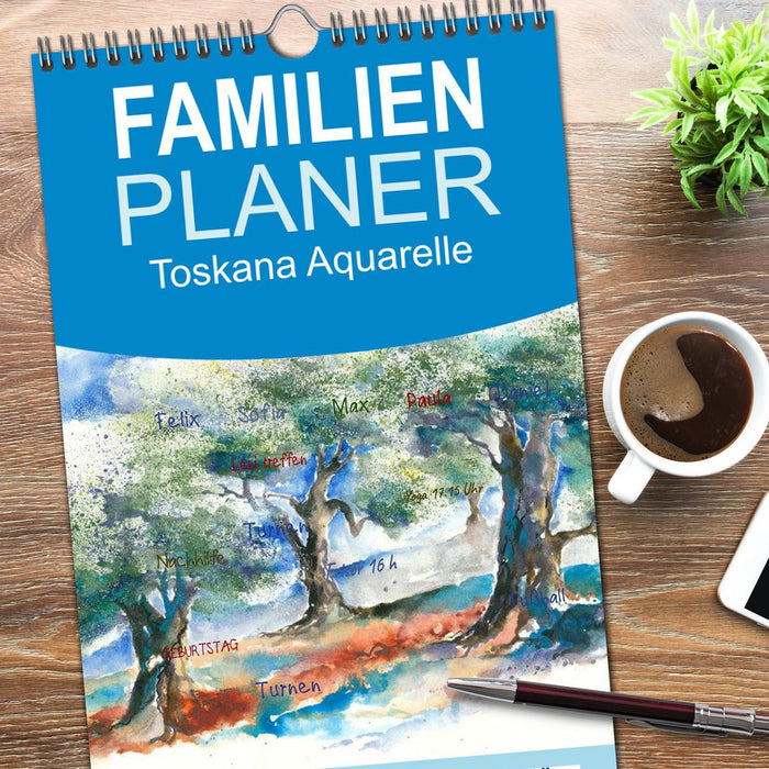 Toskana Aquarelle (CALVENDO Familienplaner 2026)