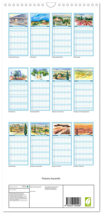 Toskana Aquarelle (CALVENDO Familienplaner 2026)