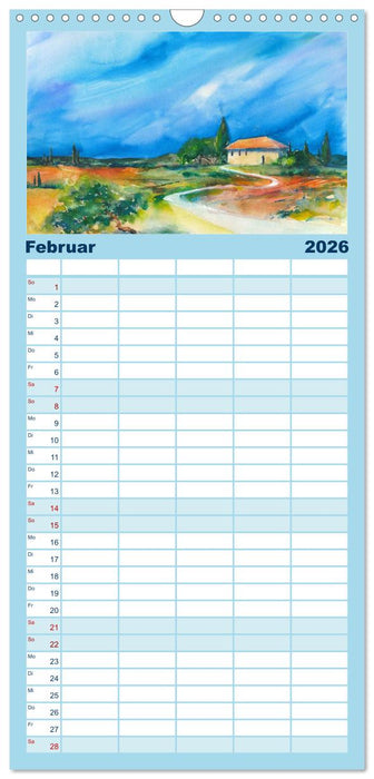 Toskana Aquarelle (CALVENDO Familienplaner 2026)