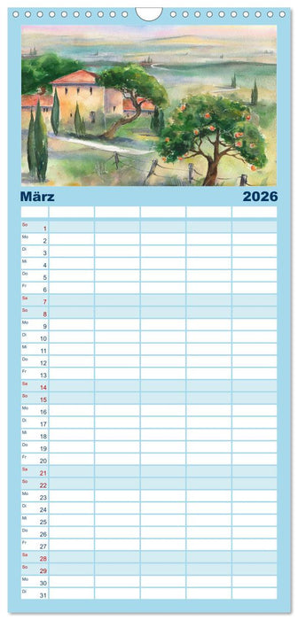 Toskana Aquarelle (CALVENDO Familienplaner 2026)