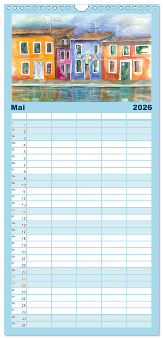 Malerische Dorfansichten in Aquarell (CALVENDO Familienplaner 2026)