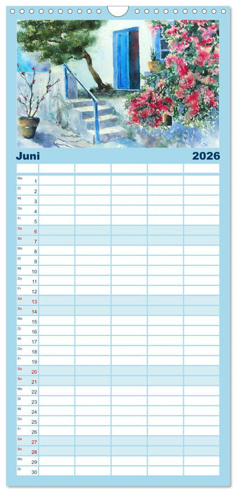 Malerische Dorfansichten in Aquarell (CALVENDO Familienplaner 2026)