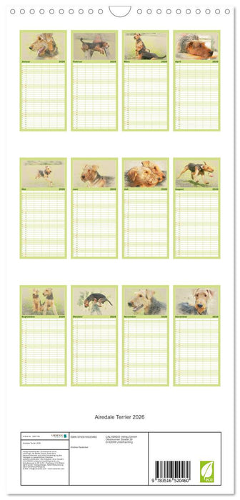 Airedale Terrier 2026 (CALVENDO Familienplaner 2026)