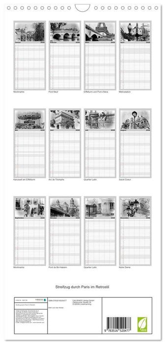 Streifzug durch Paris im Retrostil (CALVENDO Familienplaner 2026)