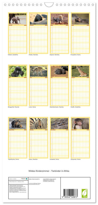 Wildes Kinderzimmer - Tierkinder in Afrika (CALVENDO Familienplaner 2026)
