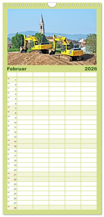 Bagger - kraftvolle Arbeitsmaschinen (CALVENDO Familienplaner 2026)