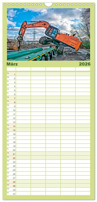 Bagger - kraftvolle Arbeitsmaschinen (CALVENDO Familienplaner 2026)