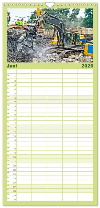 Bagger - kraftvolle Arbeitsmaschinen (CALVENDO Familienplaner 2026)