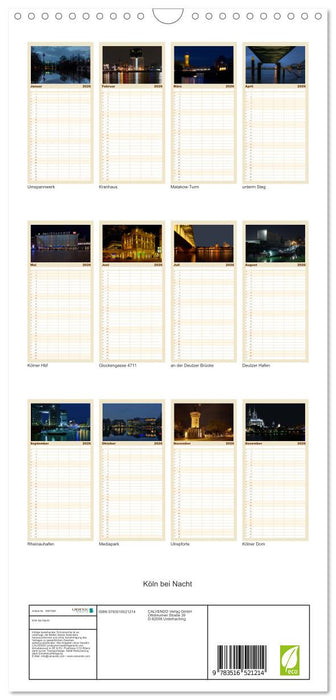 Köln bei Nacht (CALVENDO Familienplaner 2026)