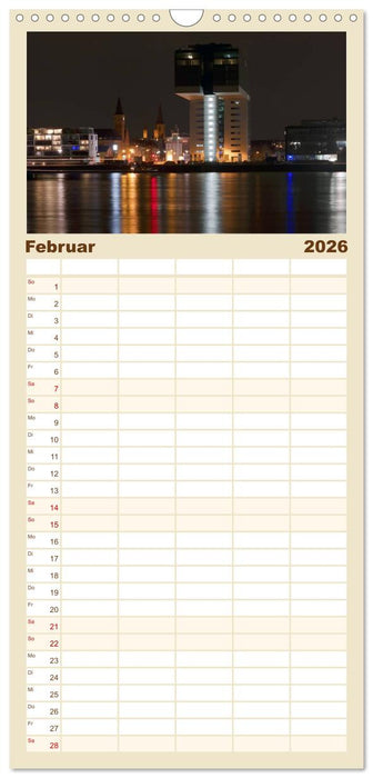 Köln bei Nacht (CALVENDO Familienplaner 2026)