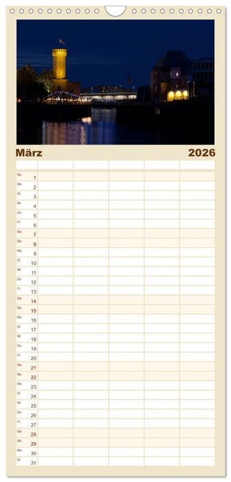 Köln bei Nacht (CALVENDO Familienplaner 2026)