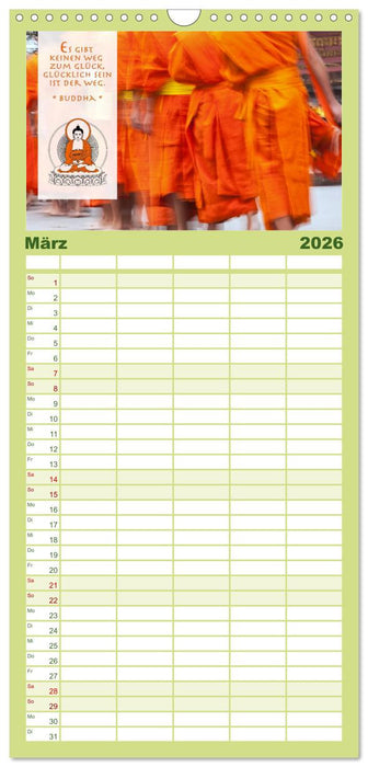 BUDDHA im GLÜCK – Weisheiten aus Asien (CALVENDO Familienplaner 2026)
