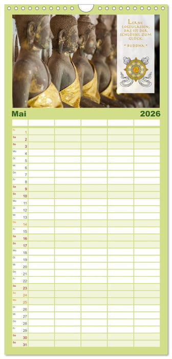 BUDDHA im GLÜCK – Weisheiten aus Asien (CALVENDO Familienplaner 2026)