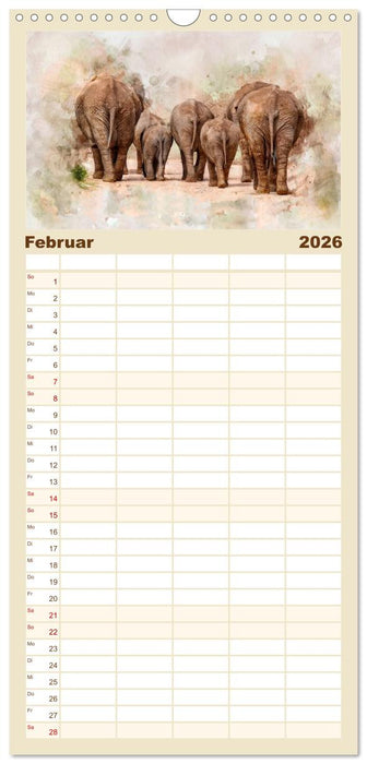 Elefanten - künstlerische Impressionen der größten noch lebenden Landtiere (CALVENDO Familienplaner 2026)