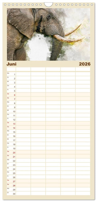 Elefanten - künstlerische Impressionen der größten noch lebenden Landtiere (CALVENDO Familienplaner 2026)
