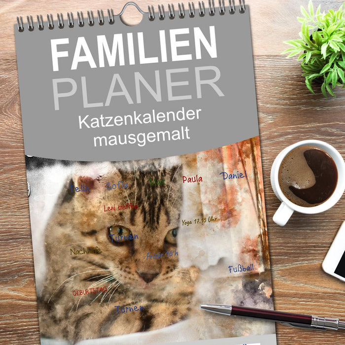Katzenkalender mausgemalt (CALVENDO Familienplaner 2026)
