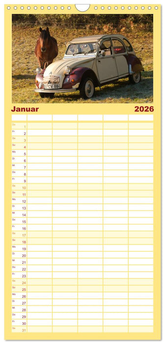 Kultauto Ente Citroën 2CV (CALVENDO Familienplaner 2026)