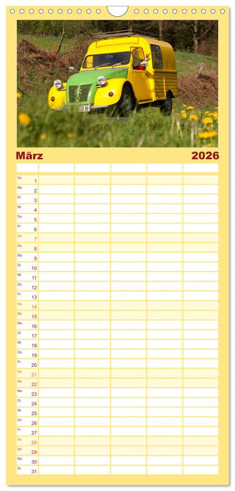 Kultauto Ente Citroën 2CV (CALVENDO Familienplaner 2026)