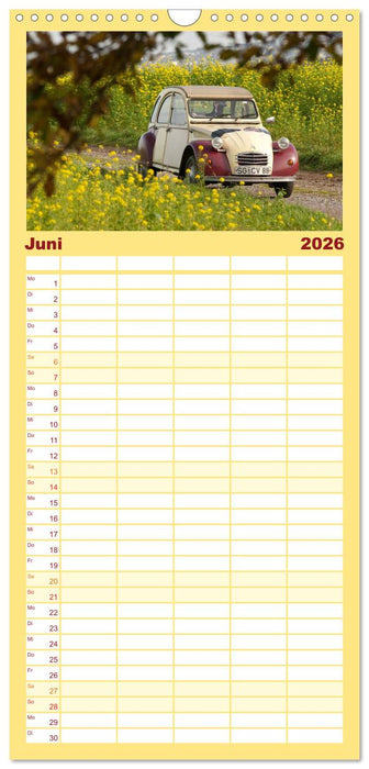 Kultauto Ente Citroën 2CV (CALVENDO Familienplaner 2026)