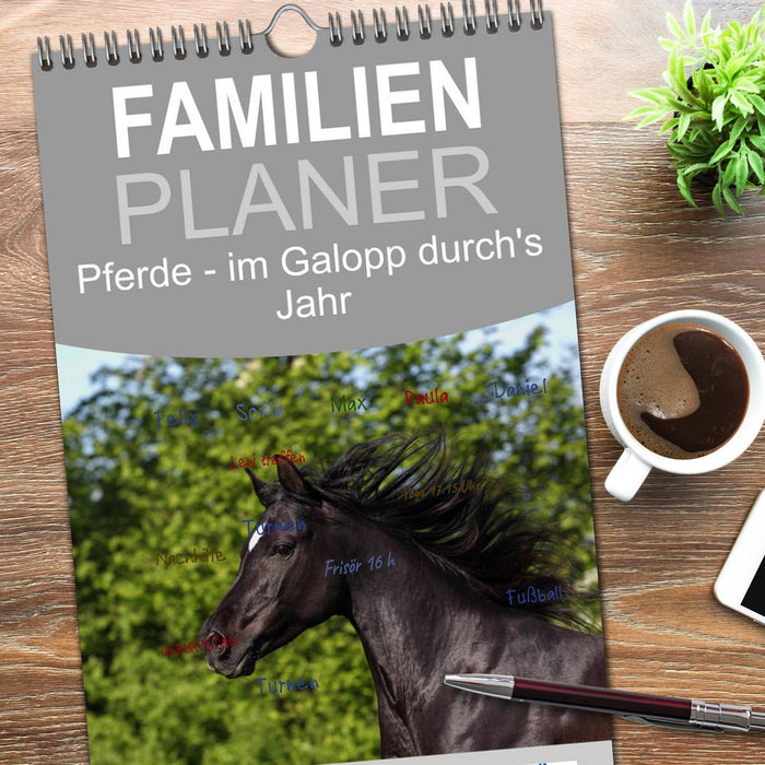 Pferde - im Galopp durch's Jahr (CALVENDO Familienplaner 2026)