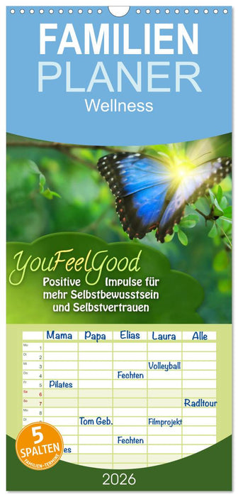 YouFeelGood - Positive Impulse für mehr Selbstbewusstsein und Selbstvertrauen (CALVENDO Familienplaner 2026)