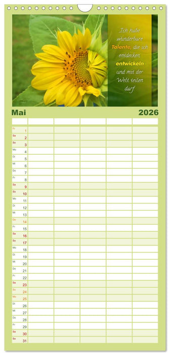 YouFeelGood - Positive Impulse für mehr Selbstbewusstsein und Selbstvertrauen (CALVENDO Familienplaner 2026)