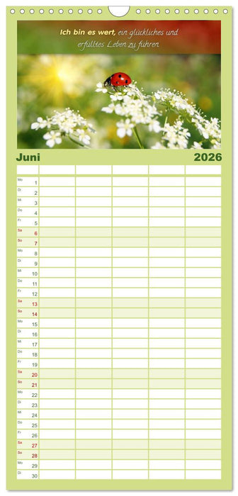 YouFeelGood - Positive Impulse für mehr Selbstbewusstsein und Selbstvertrauen (CALVENDO Familienplaner 2026)