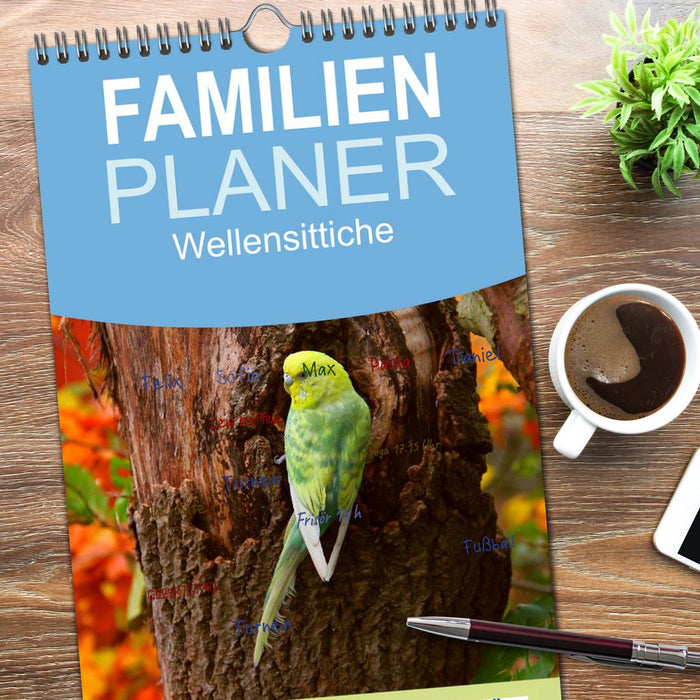 Wellensittiche (CALVENDO Familienplaner 2026)