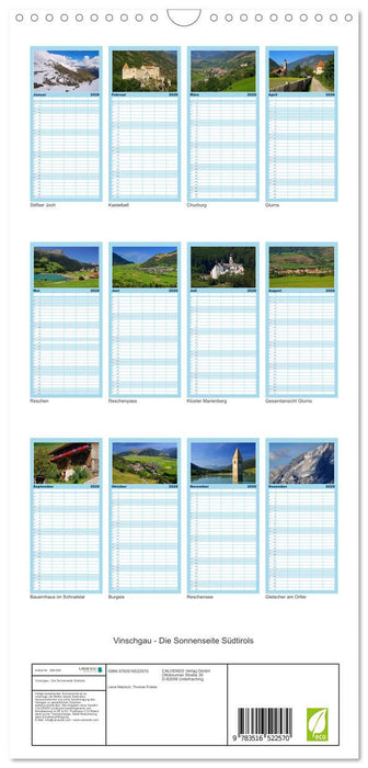Vinschgau - Die Sonnenseite Südtirols (CALVENDO Familienplaner 2026)