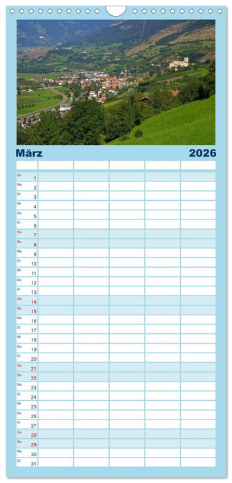 Vinschgau - Die Sonnenseite Südtirols (CALVENDO Familienplaner 2026)