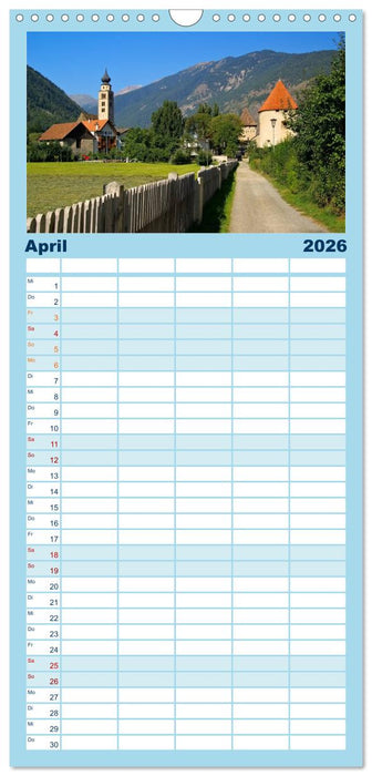 Vinschgau - Die Sonnenseite Südtirols (CALVENDO Familienplaner 2026)