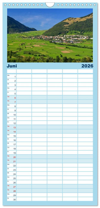 Vinschgau - Die Sonnenseite Südtirols (CALVENDO Familienplaner 2026)