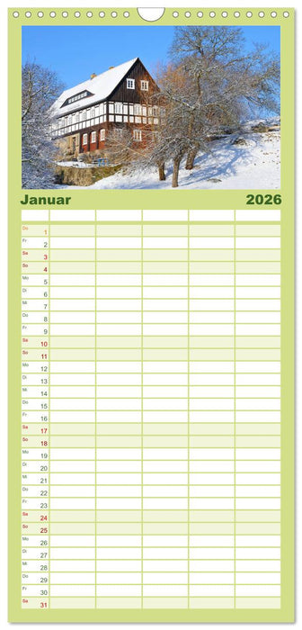 Umgebindehäuser in der Oberlausitz (CALVENDO Familienplaner 2026)