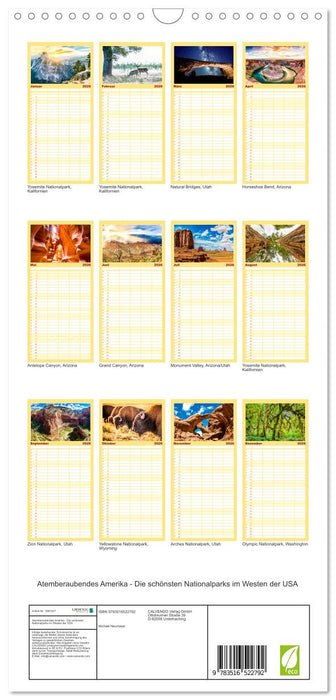 Atemberaubendes Amerika - Die schönsten Nationalparks im Westen der USA (CALVENDO Familienplaner 2026)