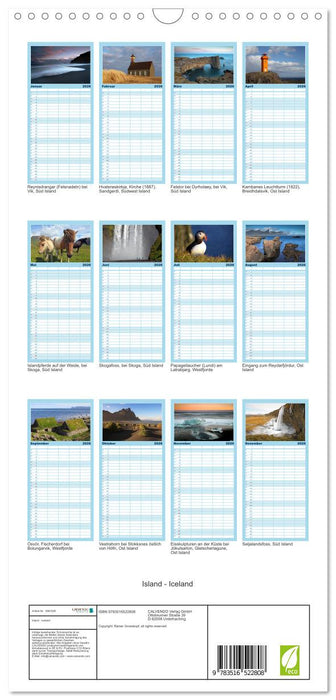 Island - Iceland (CALVENDO Familienplaner 2026)