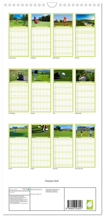 Passion Golf (CALVENDO Familienplaner 2026)